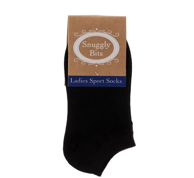 Bulk Pack X 6 Pair Socks Ladies Sports Black
