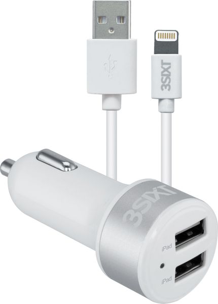 3SIXT Dual Lightning USB Car Charger 4.8A with Cable