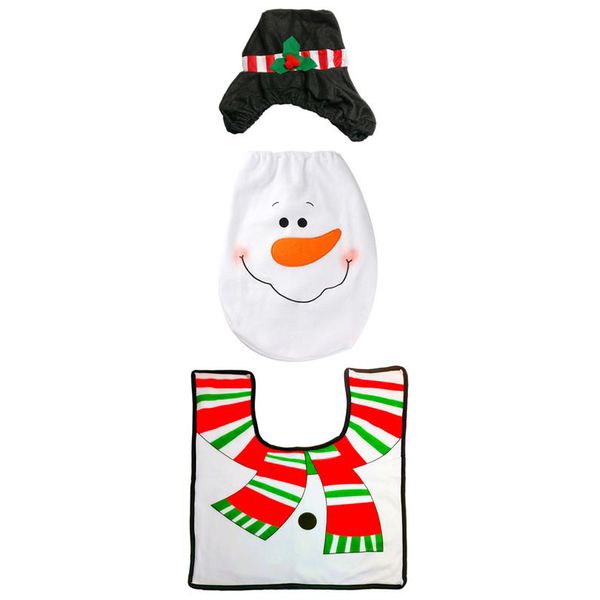 White Snowman Christmas Bathroom Decor - 3 Piece