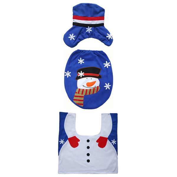 Blue Snowman Christmas Bathroom Decor - 3 Piece
