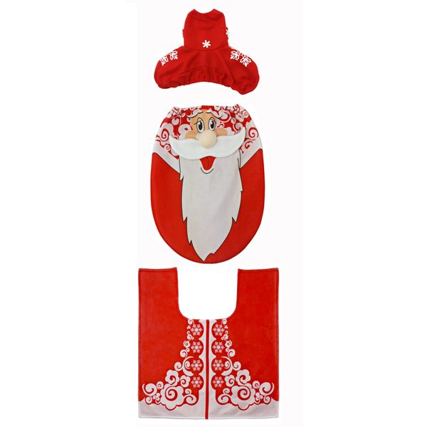 Red Santa Christmas Bathroom Decor - 3 Piece