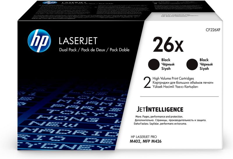 Hp 26X 2-Pack High Yield Black Original Laserjet Toner Cartridges (Cf226Xd)