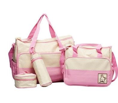 5 Piece everything-you-need Baby Diaper Nappy Changing Bag- Pink