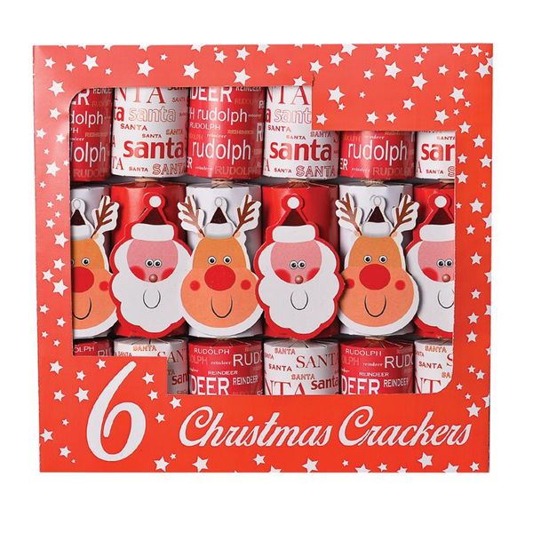 Red &amp; White Delux Christmas Crackers (6 Pack)