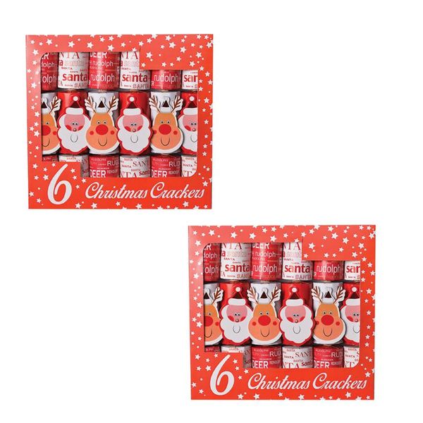 Red &amp; White Delux Christmas Crackers (6 Pack) - Set of 2