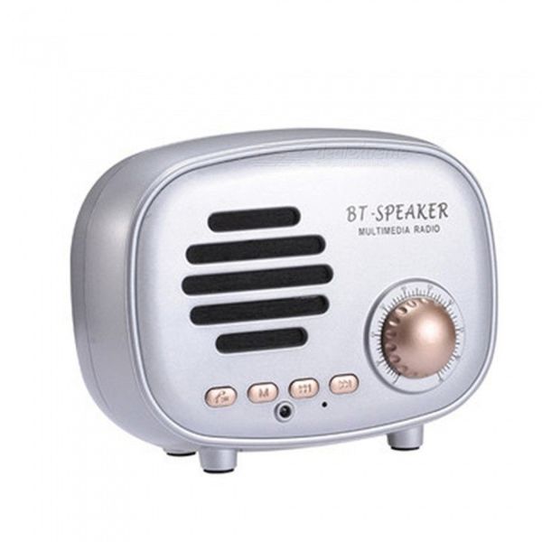 Q108 Retro Bluetooth Speaker Music Player FM Radio - Silver