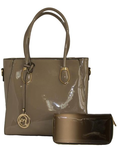 Fino Patent Faux Leather Bag &amp; Purse Set
