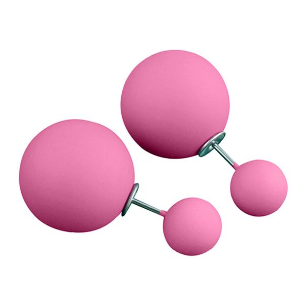 Two-Sided Matt Pink Rhinestone Top Earrings