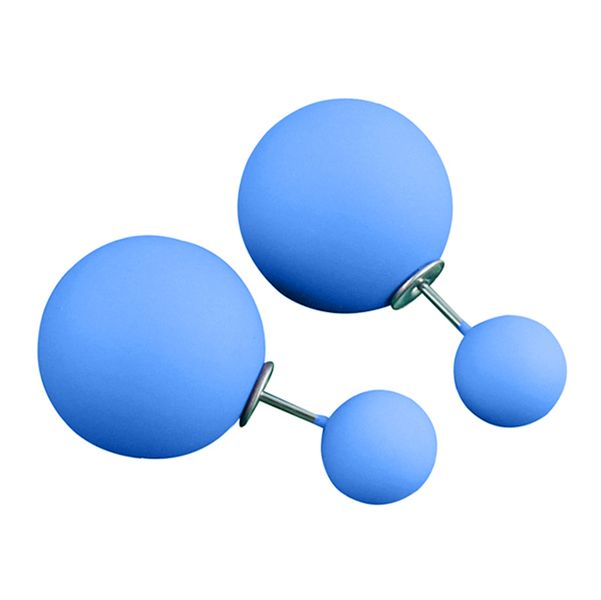 Two-Sided Matt Blue Rhinestone Top Earrings