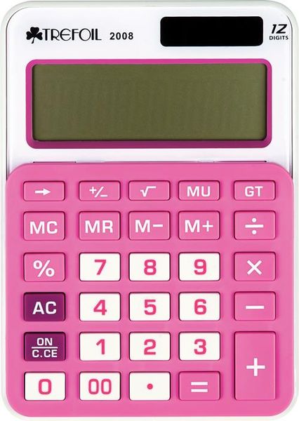 Trefoil: 12 Digit Desktop Calculator - Pink (Medium)