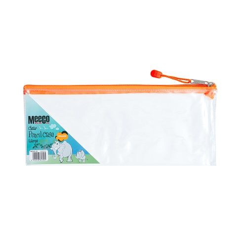 Meeco: Clear Large (34cm) Pencil Bag - Orange Zip