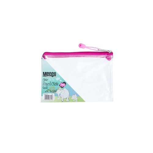 Meeco: Clear Small (21cm) Pencil Bag - Pink Zip