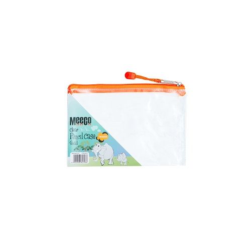 Meeco: Clear Small (21cm) Pencil Bag - Orange Zip