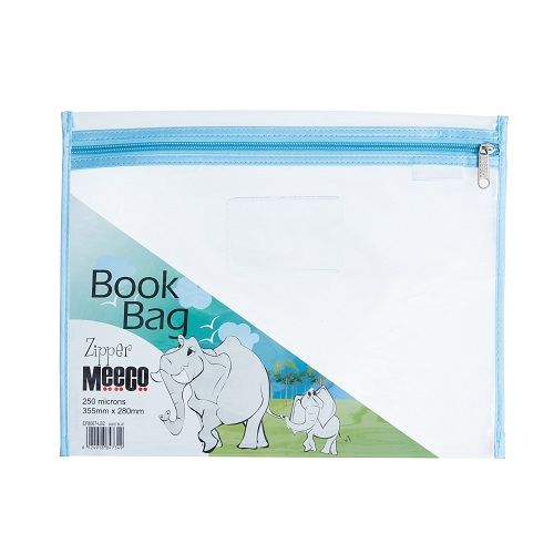 Meeco: Book Bag with Zip Closure - Light Blue Piping
