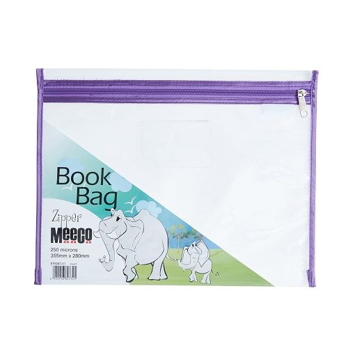Meeco: Book Bag with Zip Closure - Violet Piping