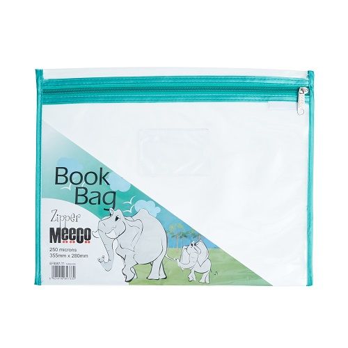 Meeco: Book Bag with Zip Closure - Turquoise Piping