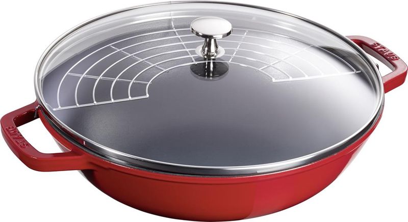 STAUB - Small Cast iron Wok - Cherry 30cm