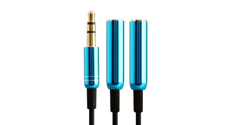AUX-201 1-to-2 3.5mm Audio Splitter Cable Adapter (38cm) - Blue