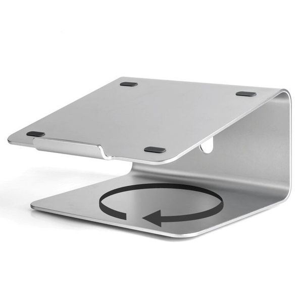 Laptop Stand Aluminum Base 360 Rotating Holder Design for MacBook - Silver