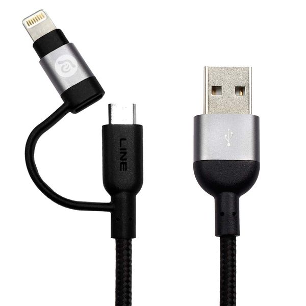 Adam Elements Peak Ii Duo 120b Braided Mfi Lightning &amp; Micro Usb 1.2m Grey