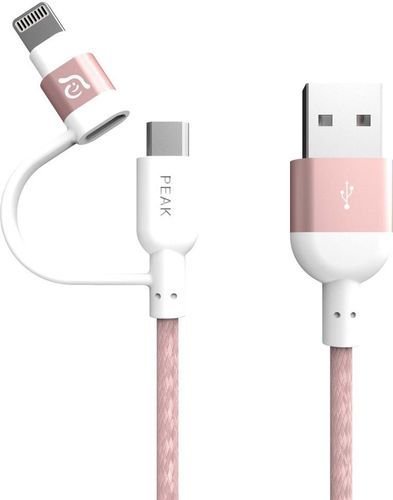 Adam Elements Peak Ii Duo 20b - Braided Mfi Lightning &amp; Micro Usb 20cm Rose