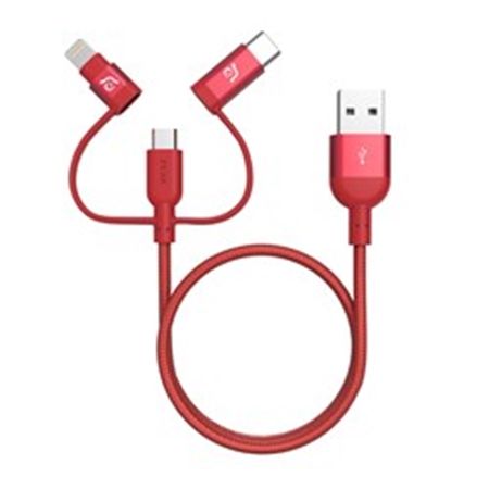 Adam Elements PeAk II Trio 30B USB to Lightning/microUSB/USB-C 30cm Red