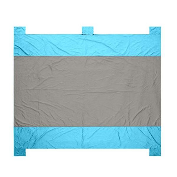 Iconix Sand-Free Beach Mat with Anchors and Carry Pouch-Blue