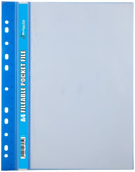 Butterfly Fileable Pocket File - Solid Cover 20 Page - Blue