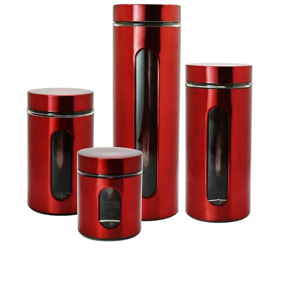 Continental Homeware 4 pcs Canister Set with Window