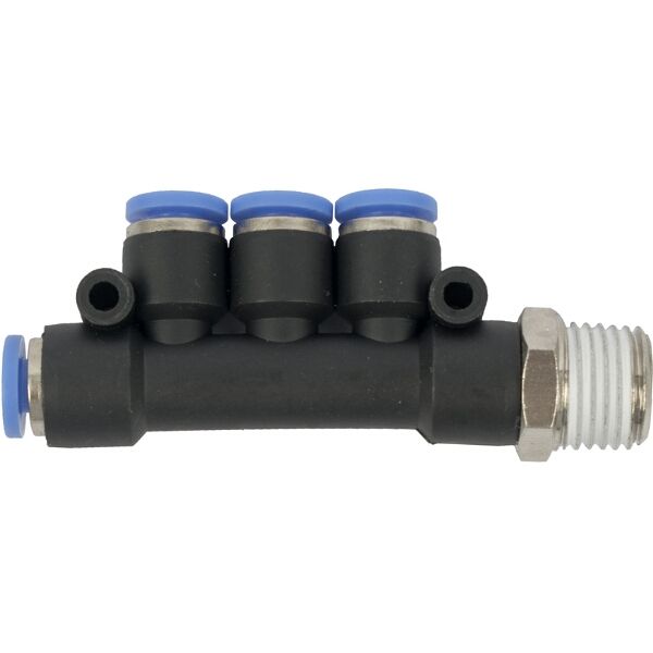 Aircraft Pu Hose Fitting Manifold 4 x 4mm Port x 1/4"M