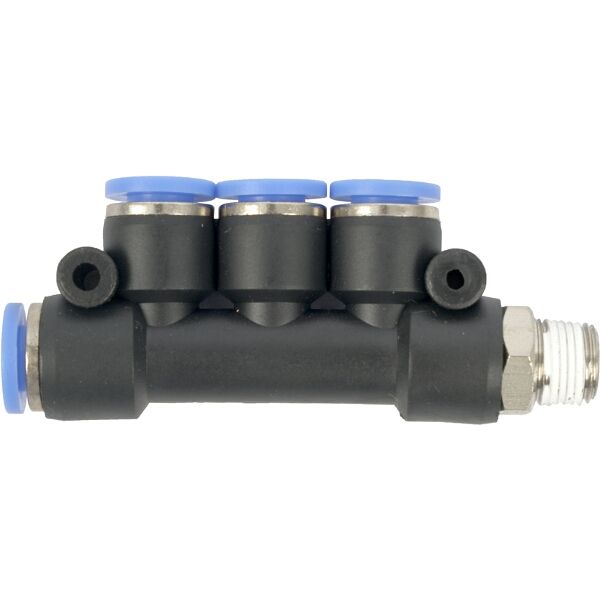 Aircraft Pu Hose Fitting Manifold 4 x 6mm Port x 1/8"M