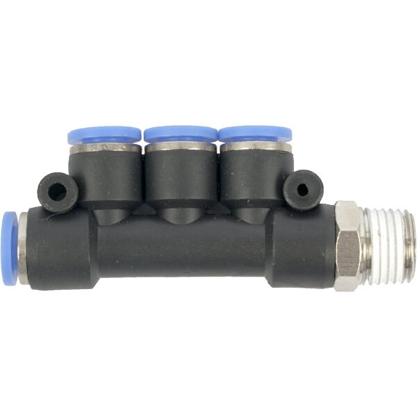 Aircraft Pu Hose Fitting Manifold 4 x 6mm Port x 1/4"M