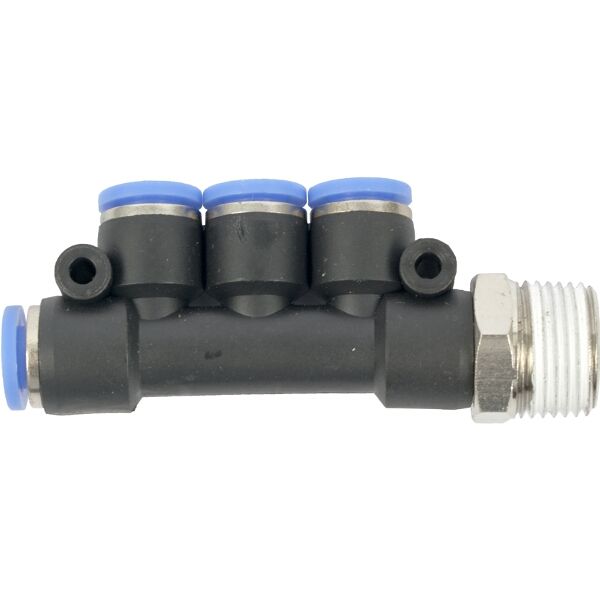 Aircraft Pu Hose Fitting Manifold 4 x 6mm Port x 3/8"M