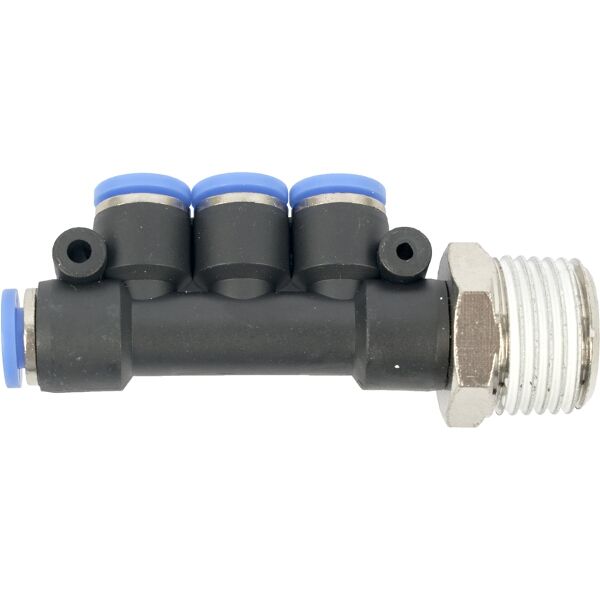 Aircraft Pu Hose Fitting Manifold 4 x 6mm Port x 1/2"M