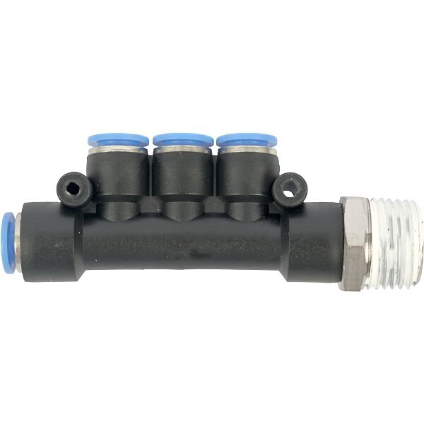 Aircraft Pu Hose Fitting Manifold 4 x 8mm Port x 1/2"M