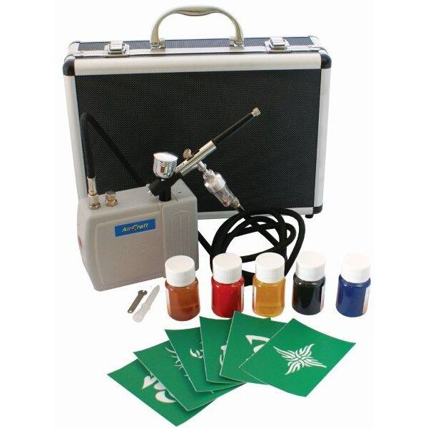 Aircraft Comp Mini Air - Battery - A138 Airbrush + 5x Paint x6 Stencils