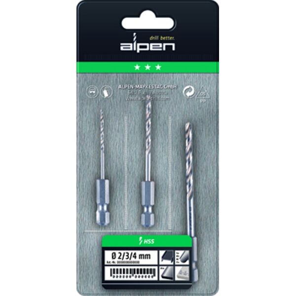 Alpen Drill Bit Set 3 Piece Hex Shank Super 2-3-4mm