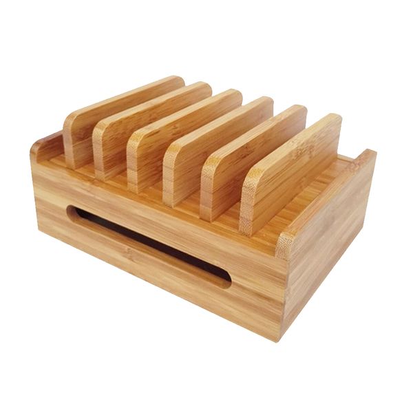 Bamboo Charging Station Rack for Multi Devices