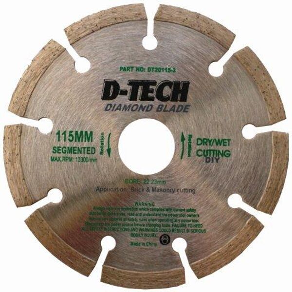 D-Tech Diamond Blade Segmented 115x22.23 Brick &amp; Masonry
