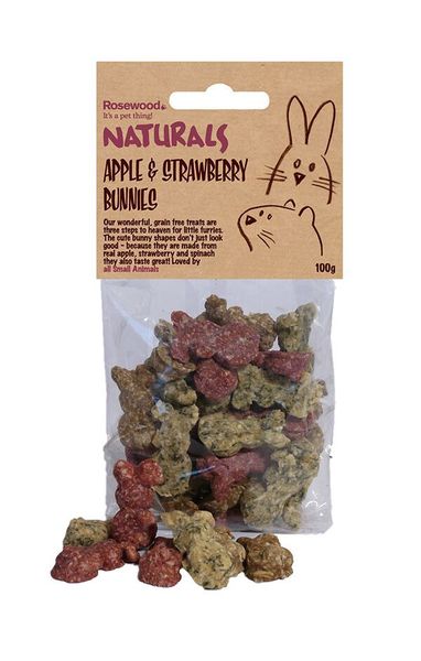 Rosewood - Treat Naturals Apple &amp; Strawberry Bunnies Rosewood - 100g