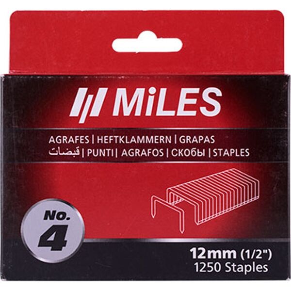Miles Galv Staples 18G T50 12mm x 1250Pcs Miles No4