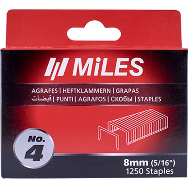 Miles Galv Staples 18G T50 8mm x 1250Pcs Miles No4