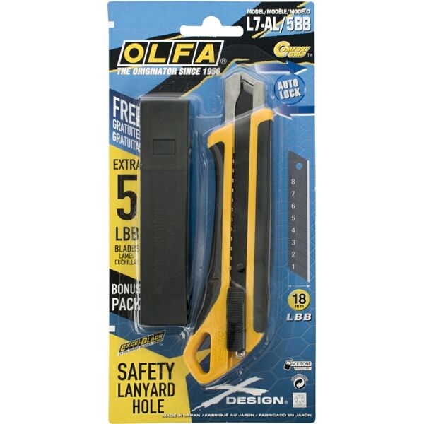 OLFA 18mm Heavy Duty Auto Lock Cutter with X5 Free Lbb Blades