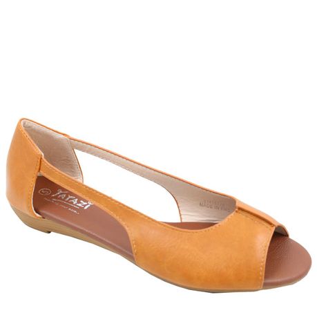 tan open toe pumps