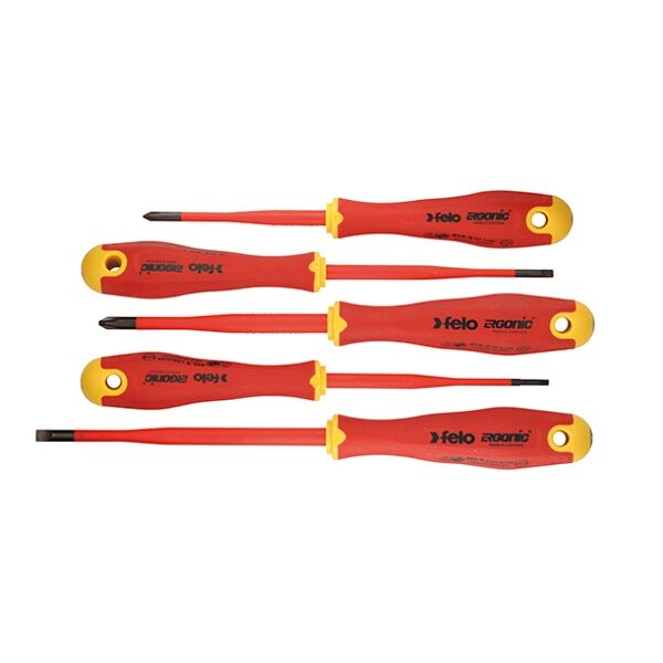 Felo 413 Screwdriver Set 5 Piece Ergonic Slimline Insulated VDE Sl/Ph