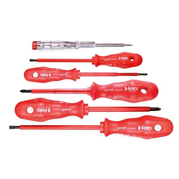 Felo 613 Screwdriver Set 6 Piece Profi Super Insulated VDE Sl/Ph/Mains Tester