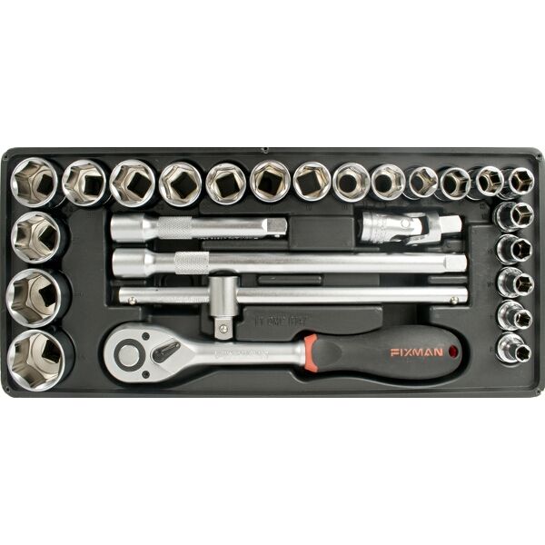 Fixman Tray 26 Piece 1/2" Drive Sockets And Accessories