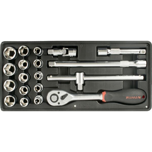 Fixman 19- Piece 1/2" Dr.Sockets &amp; Accessories