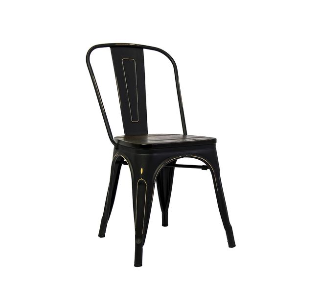 Fine Living - Retro Metal Chair - Metal finish Wood Seat