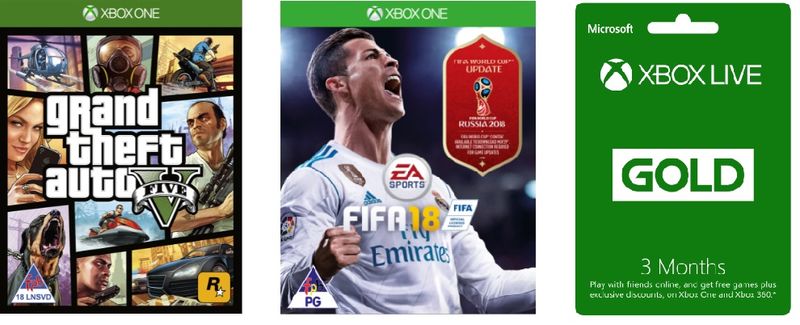 GTA V + Fifa 18 + Xbox Live 3 Month Gold Bundle (Xbox One)